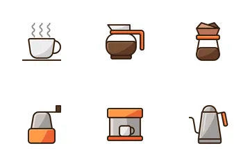 Café Café (línea llena) Paquete de Iconos