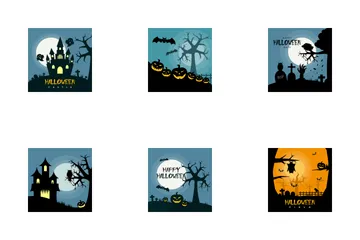 Conception d'affiche d'Halloween Icône Pack