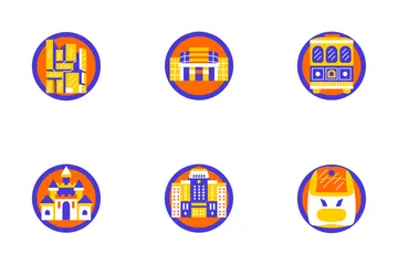 Estilo de insignia de la ciudad de Seúl Paquete de Iconos