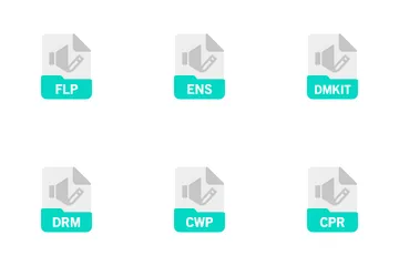 Format de fichier d'édition audio et de production musicale Pack d'Icônes