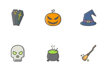 Iconos de contorno lleno de Halloween Paquete de Iconos