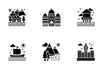 Iconos de glifos de turismo Paquete de Iconos