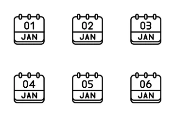 January Calendar Icon Pack