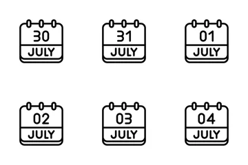 July Calendar Icon Pack