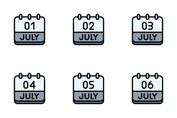 July Calendar Icon Pack