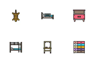 Kid Bedroom Room Interior Icon Pack