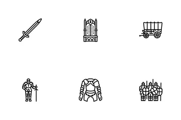 중세 전사 무기와 갑옷 아이콘 팩