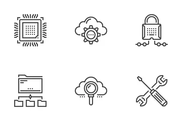  네트워크 및 클라우드 기술 아이콘 팩