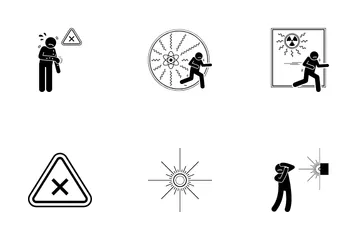 안전 경고 방사선 아이콘 팩