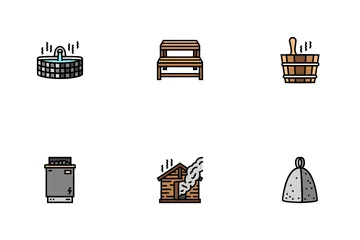 Sauna Bath Spa Relax Steam Room Icon Pack