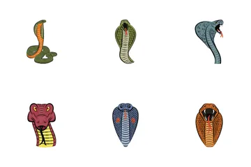 Mascota Serpiente Plana Paquete de Iconos