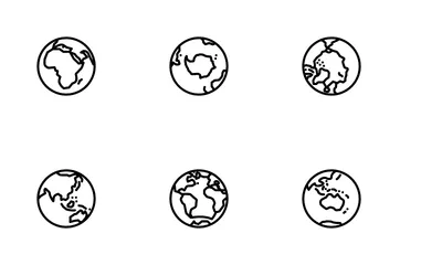 Terre Monde Globe Planète Pack d'Icônes