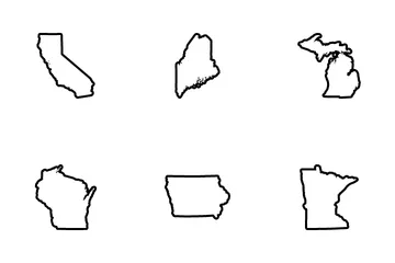 アメリカ合衆国の州地図 アイコンパック