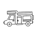 Free White Line Camper Van Illustration Rv Camping Icône