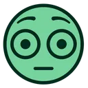 Free Green Flushed Smiley Icon