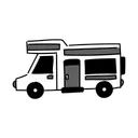 Free Black Monochrome Camper Van Illustration Rv Camping Icône