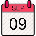 9 September Calendar Month Icône