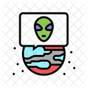 Alien Message Planet Spaceship Icon