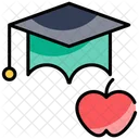 Apple and graduation cap  Icon