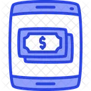 Mobile Dollar Bills Dual Ton Icon Icône