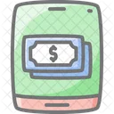 Mobile Dollar Bills Awesome Lineal Icon Icône