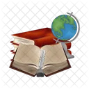 Book And Globe Globe Study Icon