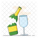 Broken Champange Glass Waste Glass Trash Icon