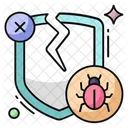 Broken Shield Cracked Shield Security Hacking Icon