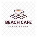 Cafe En La Playa Cafe Caliente Logotipo De Cafeteria Icono