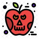 Calavera De Manzana Manzana De Halloween Manzana Aterradora Icono