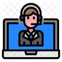 Customer Service Man Laptop Icon