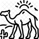 太陽が照る砂漠のラクダ  アイコン