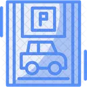 Car With Blue Parking  Icon