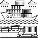 貨物船、委託配送、海上輸送 アイコン