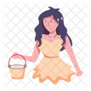 Carrying Bucket Water Bucket Ancient Girl Icon