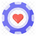 Casino Chip Heart Coin Poker Chip Icon