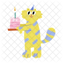 Cat holding birthday cake cartoon clipart  Icon