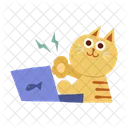 Cat typing computer cartoon clipart  아이콘