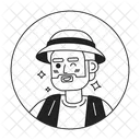 Winking Smiling Fisherman Cartoon Mid Adult Caucasian Icon