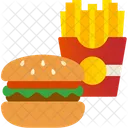 Fast Food Cheeseburger Pommes Frites Symbol