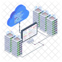 Cloud Servers Data Centers Cloud Databases Icon