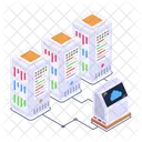 Cloud Servers Data Centers Cloud Databases Icon