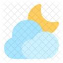 Cloudy Night Moon Crescent Icon