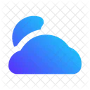 Cloudy Night Half Moon Cloud Icon