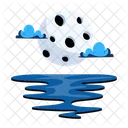 Full Moon Cloudy Moon Cloudy Weather Icon