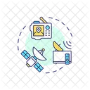 Comunicacion Por Satelite Antena Parabolica Transmision De Senales Icono