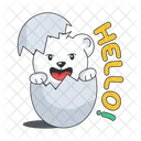 Hello Cracked Egg Cracked Eggshell Icon