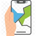 Creacked Hand Holding Phone Cracked Icon