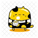 Cute Cat Mascot Barista Profession  Icon