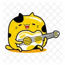 Cute Cat Mascot Playing Guitar  Icon